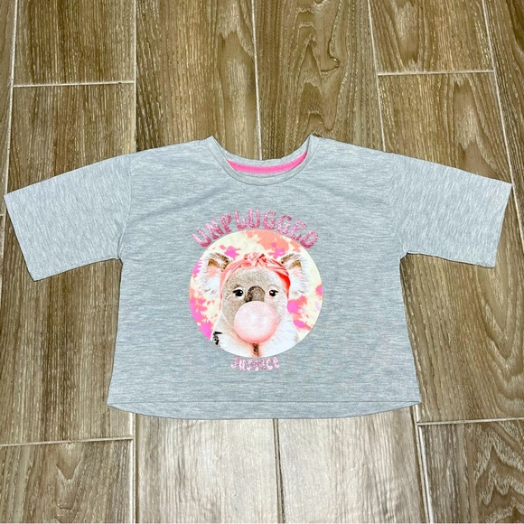 Justice Other - Girls Extra Small Gray Justice Funny Koala Crop Top